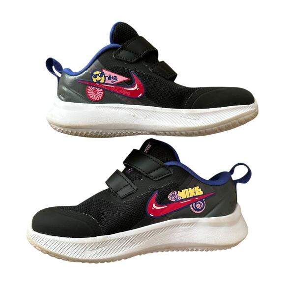 Girls' Toddler Nike Star Runner 3 SE Stretch Lace Running Shoes in Black/Black 9 - Picture 1 of 6